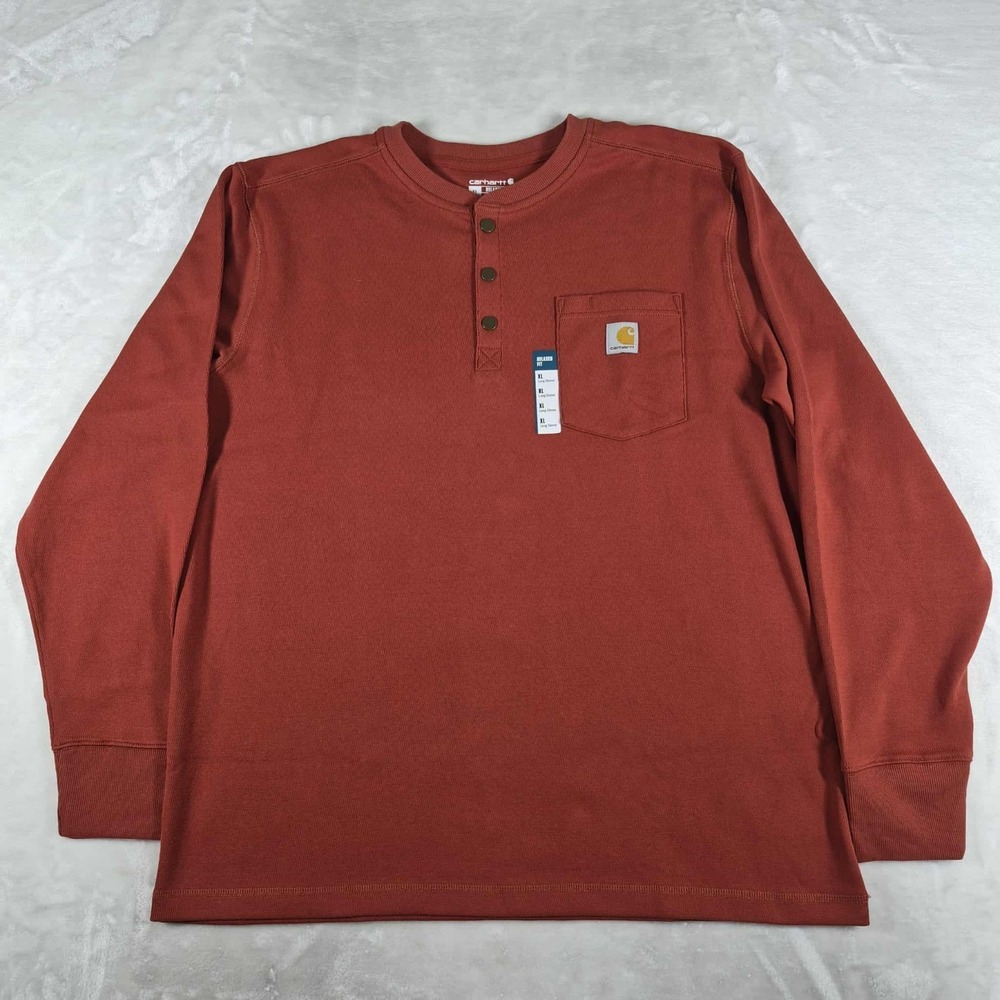 Carhartt Relaxed Heavyweight Long Sleeve Henley Thermal Shirt Men's 2XL Red NWOT - Picture 1 of 8